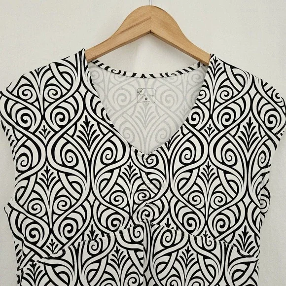 Title Nine Black and White Sheath Midi Dress V-Neck - Picture 3 of 10